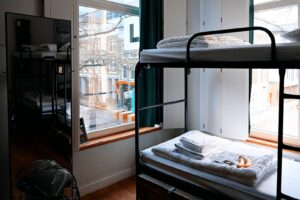 black bunk bed in bedroom