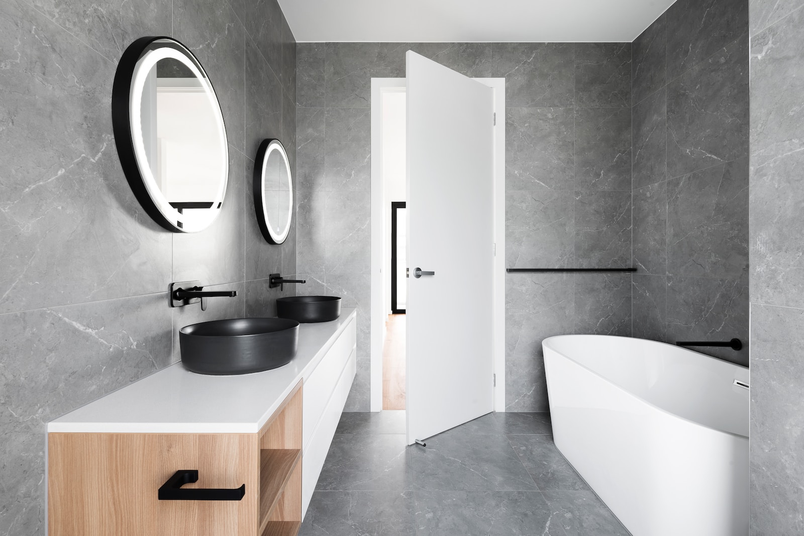 modern style gray bathroom
